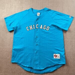 Vintage Rawlings Shirt Adult Extra Large Blue Button Up Short Sleeve Chicago Men